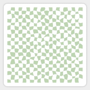 Warped Checkerboard, White and Green Magnet